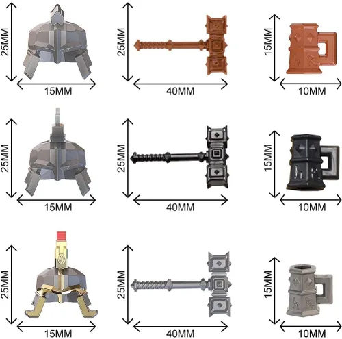 Vista 2 de ALiquid Juego de armas de minifiguras personalizadas, juego de armas personalizadas para minifiguras, juego de armas de soldado enano medieval