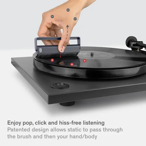 Vista 3 de Cepillo limpiador de discos - Cepillo antiestático de fibra de carbono para vinilo - Accesorios para tocadiscos para limpieza de vinilo