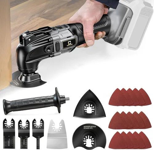 Vista 8 de Cerycose Herramienta oscilante inalámbrica compatible con batería Dewalt de 20 V, 21000 OPM Max sin escobillas con mango auxiliar, multiherramienta