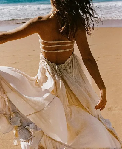 Vista 5 de R.Vivimos - Vestido largo y sensual para mujer, de verano, de algodón y con espalda descubierta