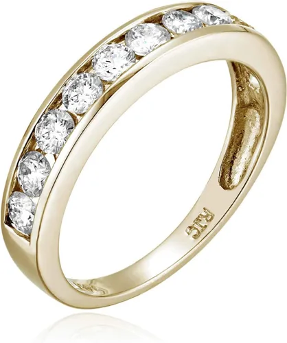 Vista 2 de VIR JEWELS Anillo de boda de diamante blanco de 1 cttw a 2 quilates para mujer, juego de canales de oro de 14 quilates, tamaño 4.5-10