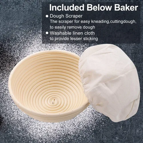 Vista 6 de Wwyybfk Banneton - Cesta para hornear pan, suministros para hornear pan de masa madre de 9 pulgadas