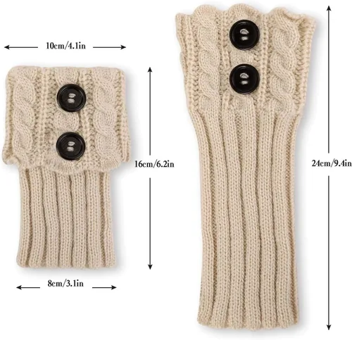 Vista 2 de PHOGARY 4 pares de calcetines de invierno cálidos para botas para mujer, calcetines de punto de ganchillo para botas para niñas, calentadores