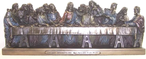 Vista 3 de US 14.25 pulgadas La última cena estatua de bronce fundido en frío, Leonardo Da Vinci