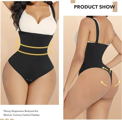 Vista 2 de FeelinGirl Tanga moldeadora para mujer, firme, triple control de abdomen, moldeador de cuerpo, cintura alta, faja invisible, bragas