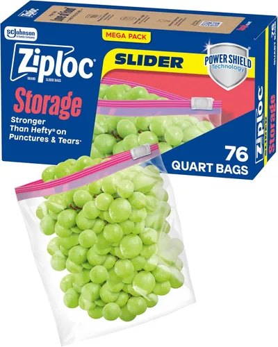 Vista 11 de Ziploc Bolsas deslizantes de almacenamiento de alimentos de cuarto de galón, duraderas, 22 unidades (el embalaje puede variar)