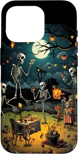 Vista 20 de Funda para disfraz de Halloween para iPhone 16 de noche de terror de esqueleto