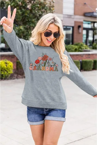 Vista 3 de MAXIMGR Sudadera de abuela para mujer, sudadera de cuello redondo Gigi, sudadera de nana, sudadera colorida para abuela con estampado floral