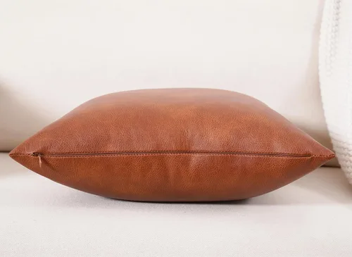 Vista 6 de GEGELICA Juego de 2 fundas de almohada decorativas de piel sintética estilo granja, 20x20 pulgadas, fundas de almohada modernas estilo bohemio
