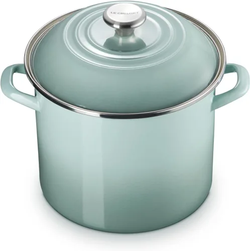 Vista 40 de Le Creuset - Olla tradicional esmaltada en acero, 12 cuartos de galón, Oliva con pomos de acero inoxidable