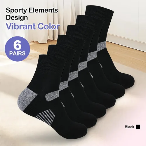 Vista 7 de Bulinlulu Calcetines diabéticos para mujer, talla 9-11, 6 pares de calcetines tobilleros diabéticos no vinculantes para mujeres y hombres (negro)