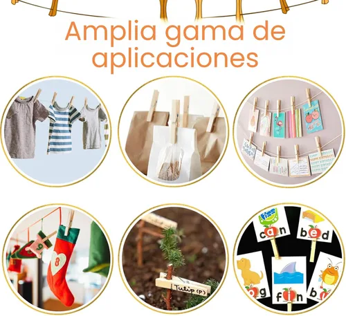 Vista 6 de LOTIMOYIA Pinzas de madera para ropa, 3.55 pulgadas, paquete de 46