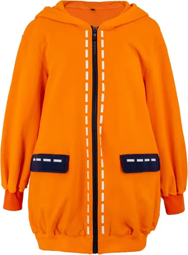 Vista 4 de DAZCOS Chaqueta de cosplay de anime para mujer sudadera con capucha de muslo largo naranja para Halloween Naranja