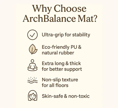 Vista 5 de ArchBalance - Alfombrilla de yoga – Material de poliuretano y goma natural, diseño minimalista en forma de arco, 0.177 in de grosor, extra larga