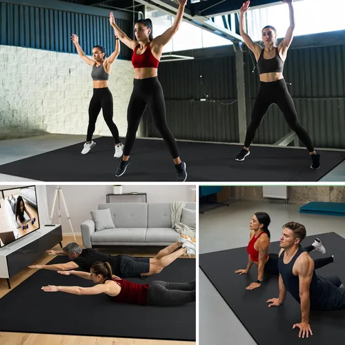 Vista 7 de GymCope - Alfombra grande para entrenar en casa, 12 x 6 pies, 10 x 6 pies, 9 x 6 pies, 8 x 6 pies, 7 x 5 pies, 6 x 4 pies, extragrueso, alfombra
