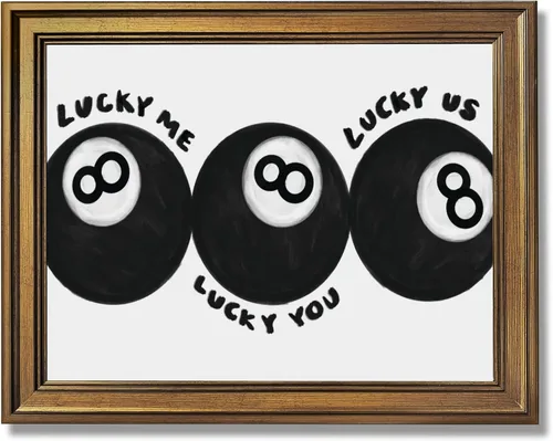 Vista 27 de Lucky Me Lucky You Arte de Pared Impreso Póster Moderno de Bola 8 en Blanco y Negro Decoración de Habitación de Niño Imagen Inspirada en Billar
