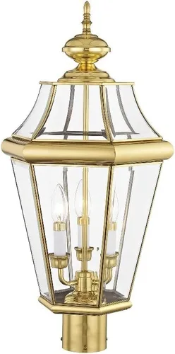 Vista 8 de Livex Lighting 2364-91 - Farol de poste para exteriores, 3 luces, níquel cepillado