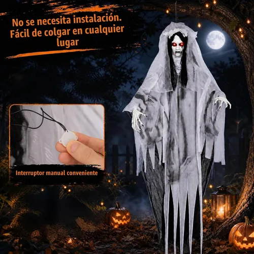 Vista 9 de Tangkula Decoración animada de Halloween de novia fantasma de 6 pies