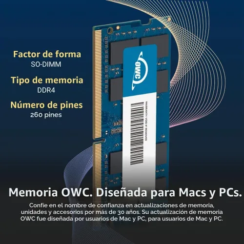 Vista 3 de OWC Memoria RAM de 16 GB (2 x 8 GB) DDR4 3200 MHz no ECC SODIMM de 260