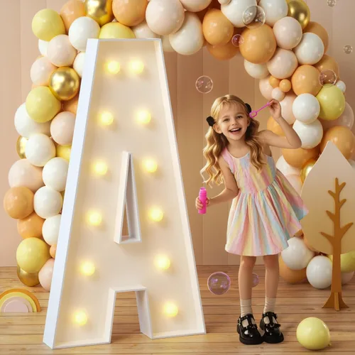 Vista 52 de imprsv Letras con luz para marquesina, letras de mosaico de 3 pies de alto con luz para decoración de baby shower, graduación, grandes