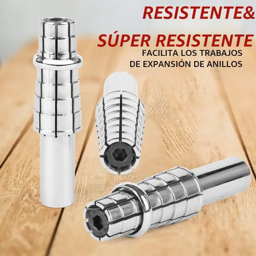 Vista 7 de Mandril de anillo de acero inoxidable expandible con llave Allen hexagonal, herramienta moldeadora de anillos resistente para torneado de anillos