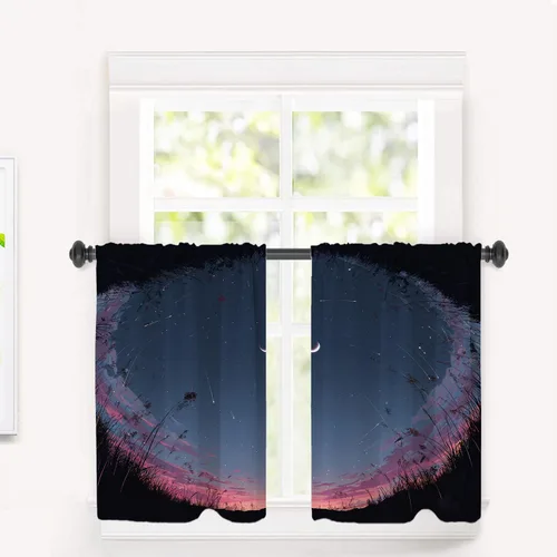 Vista 75 de Maritime Ocean Blackout Tier Curtains, Anchors Nautical Art Half Window Drapes for Kitchen with Rod Pocket,Room Darkening 2 Pack 26X24 Inches