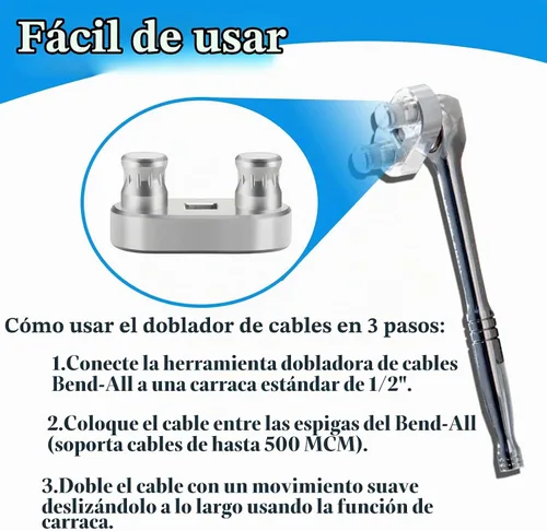 Vista 4 de 77455 Herramienta dobladora de cables, se conecta a trinquete de 1/2 pulgada, herramienta dobladora de alambre, doblado máximo de hasta 500 MCM