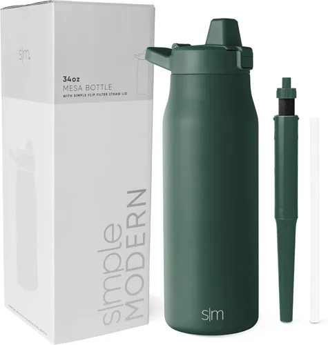 Vista 14 de Botella de agua filtrada Simple Modern Botellas de agua de viaje con filtro de carbono de acero inoxidable aislada Reutilizable para agua