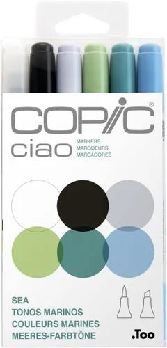 Vista 9 de Copic Ciao, marcadores de alcohol, juego de 6 marcadores de arte de doble punta de cepillo para artistas y creadores adolescentes/adultos