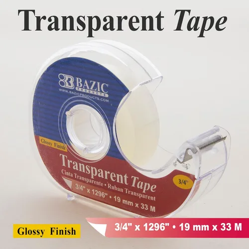 Vista 2 de BAZIC 3/4" X 1296" Cinta Transparente con Dispensador reusable, refillable dispenser