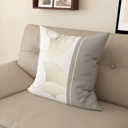 Vista 18 de Funda de almohada de mezcla de algodón y lino de estilo nórdico con patrón de hojas de ginkgo, funda de cojín para sofá del hogar, funda de almohada