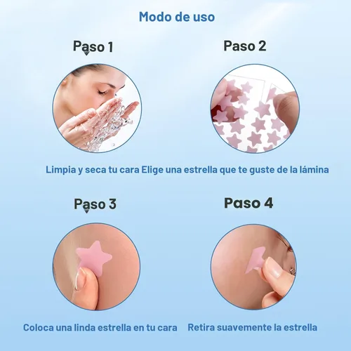 Vista 7 de QUSTERE Parches para espinillas para la cara, parches hidrocoloides para el acné, lindas cubiertas de espinillas con forma de estrella, pegatinas