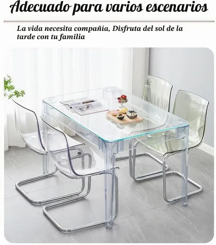 Vista 8 de Silla de comedor con respaldo transparente para el hogar, silla de acrílico de ocio de diseño minimalista, con respaldo de silla de acrílico
