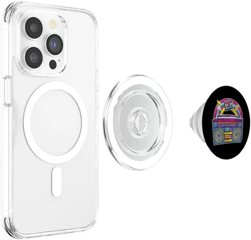 Vista 4 de Cassette Tape 80s Music Lover Retro Vintage Boombox Mixtape PopSockets MagSafe PopGrip for iPhone