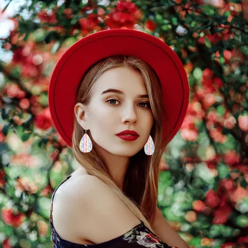 Vista 8 de Zokola Aretes de lágrima con diseño de cerezo, ramas de cerezo rosa japonés, aretes colgantes de doble cara para mujeres y niñas, aretes ligeros