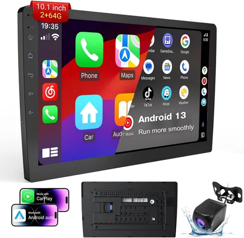 Vista 8 de Haudio Estéreo de auto doble DIN de 9 pulgadas con Apple CarPlay inalámbrico y Android Auto Pantalla táctil HD de 9 pulgadas Bluetooth