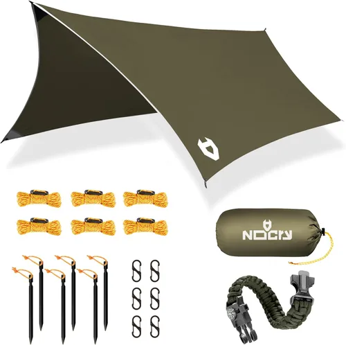 Vista 10 de Rain Fly EVOLUTION - Cubierta impermeable para hamaca o para tienda de campaña o acampada de 12 x 10 o 10 x 10, con brazalete de supervivencia