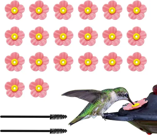 Vista 12 de 20 piezas de repuesto para comedero de colibríes con cepillo de limpieza, piezas de repuesto para alimentador de flores (morado)