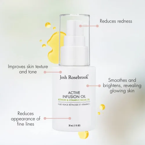 Vista 2 de Josh Rosebrook - Aceite de infusión activa Retinoide y suero facial de vitamina C mejora la textura y el tono de la piel, reduce las líneas finas