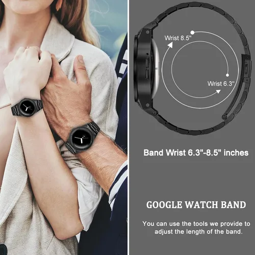 Vista 5 de SUPLINK Stainless Steel Case and Bands Compatible with Google Pixel Watch 1/2/ 3 Band 41mm Men, Metal Strap Protective Bumper for Pixel Watch 3 45mm
