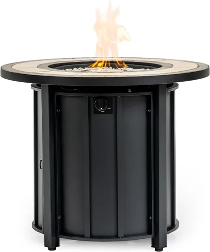 Vista 14 de Mesa para fogata de propano de 28 pulgadas, mesa de fuego de 50,000 BTU con tapa de acero, patas grandes, rocas de lava, pozo de fuego seguro
