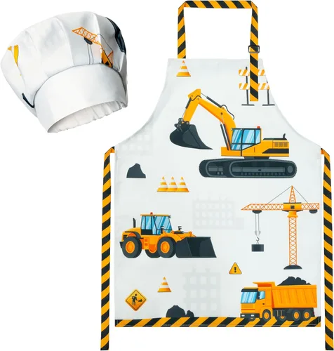 Vista 40 de R HORSE Juego de delantal y sombrero de chef para niños, 2 piezas, mini parrilla ajustable, delantal de cocina para niños, juego de rol, juguete