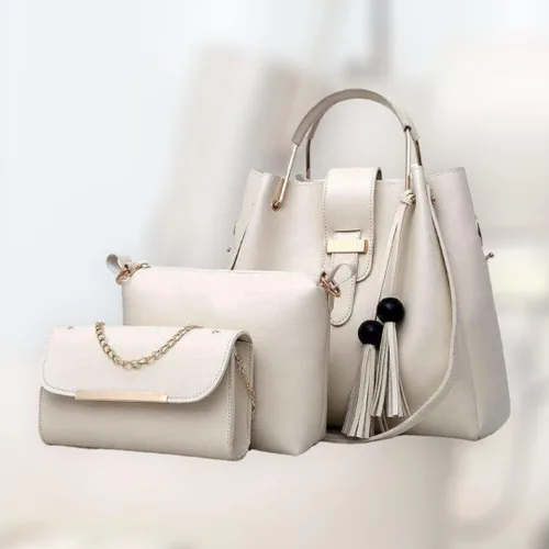 Vista 2 de Bolsos de mano para mujer, bolsas de hombro, bolso de mano, asa superior, juego de 3 piezas