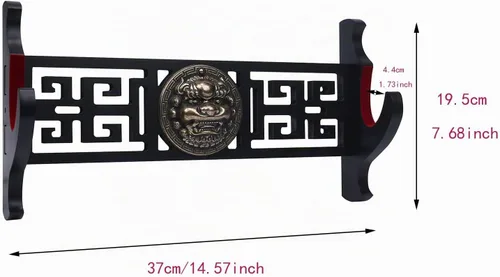 Vista 2 de Soporte para espada Katana - Soporte de pared acolchado de terciopelo Kirin de 1 nivel, soporte de Katana Samurái, soporte de exhibición de espada