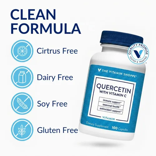 Vista 3 de The Vitamin Shoppe Brand Quercetin + C Citrus Free, 1400 mg de vitamina C y 500 mg de quercetina dihidrato, apoyo inmunológico, salud estacional