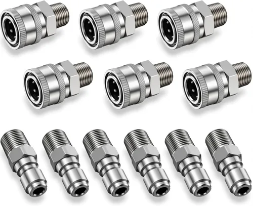 Vista 8 de Hotop NPT - Kit de conector rápido macho y hembra de acero inoxidable de 3/8 pulgadas (4 piezas)