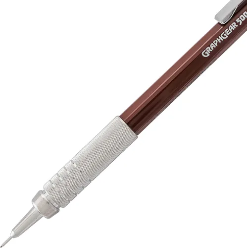 Vista 4 de Pentel Arts GraphGear 500 - Lápiz de dibujo premium, 0.012 in, barril marrón, paquete de 1 (PG523EPABP)