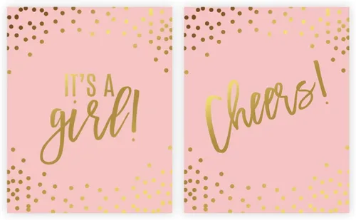 Vista 23 de Andaz Press Blush Rosa y Metallic Gold Confeti Lunares Baby Shower Party Collection Banderín colgante con cuerda, Baby Shower, 5 pies, 1 juego
