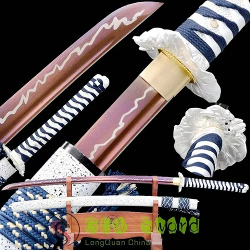 Vista 2 de GLW - Espada GLW de 41 pulgadas, hecha a mano, afilada, espada samurái japonesa, acero de manganeso alto y espiga completa