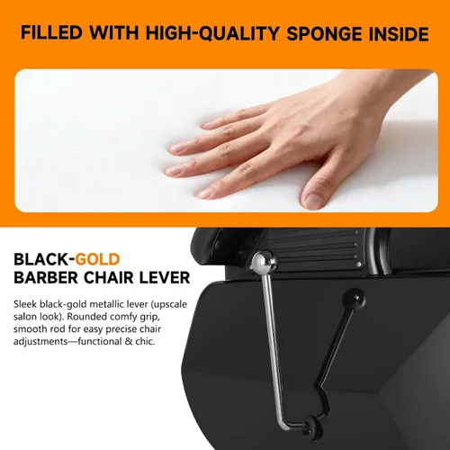 Vista 8 de Silla de peluquería hidráulica reclinable silla de peluquería sillas de peluquería silla de pelo 360 grados giratoria sillas de peluquería para Negro